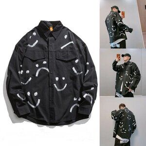 Casual Long Sleeve Fashion Oversized Shirt Button Up Tops Blouses